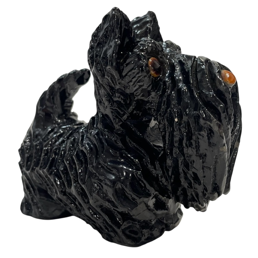 Vintage 1970s Artesania Rinconada Uruguay Black Scottie Dog Art Figurine Signed